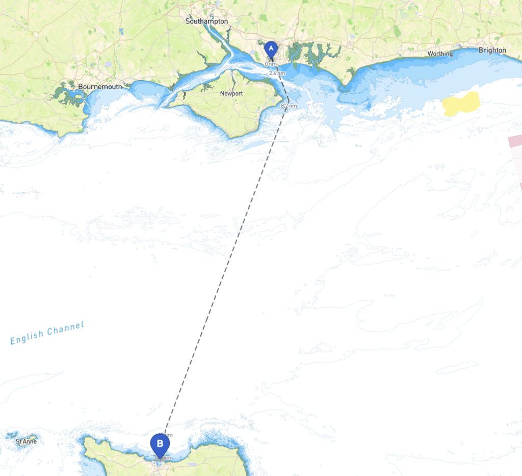 Route to Cherbourg (74nm)
